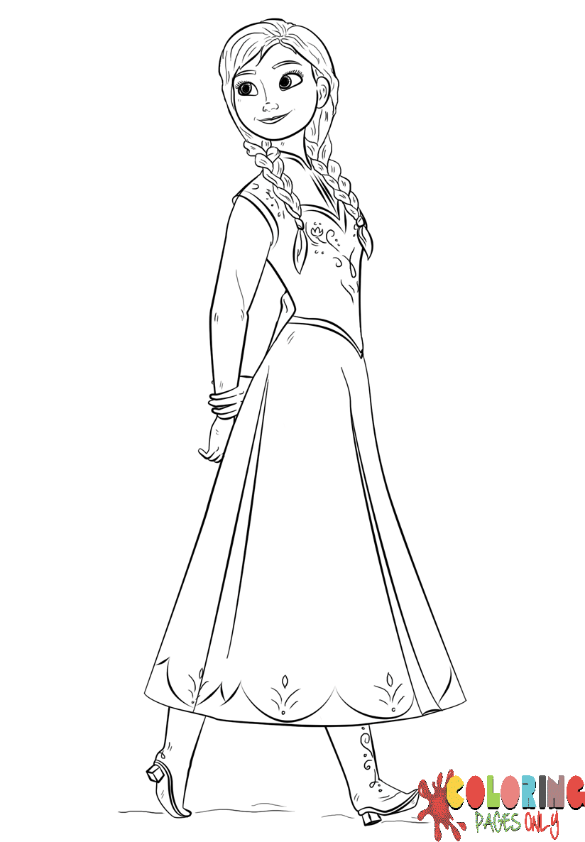 Princess Frozen Anna Coloring Page - Free Coloring Pages ...