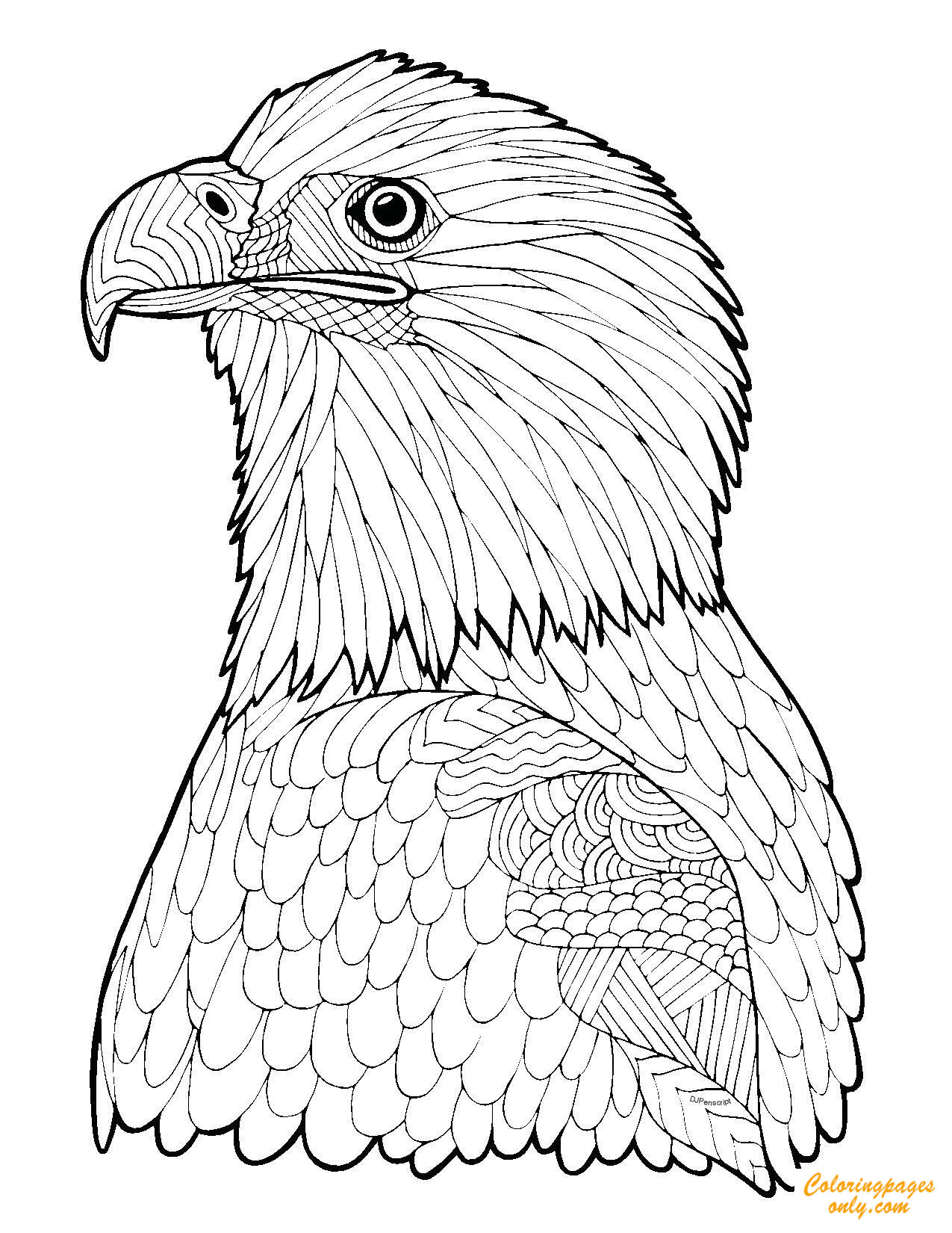 Zentangle Eagle Coloring Page - Free Coloring Pages Online