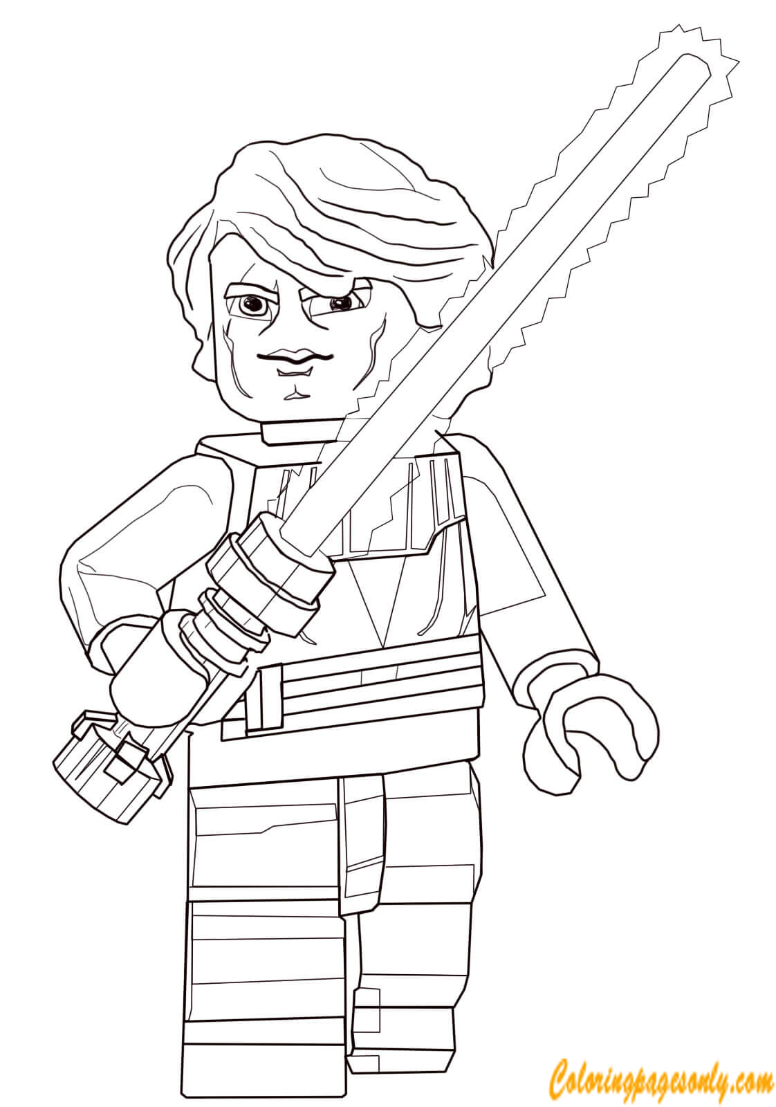 anakin skywalker from lego star wars coloring page  free