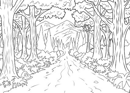 Forest Landscape Coloring Page - Free Coloring Pages Online
