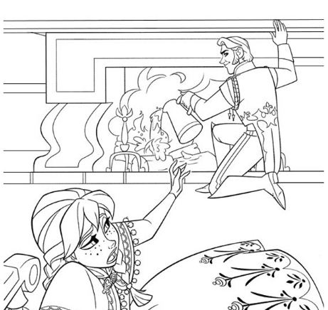 Anna Tries To Save Elsa Coloring Page - Free Coloring Pages Online