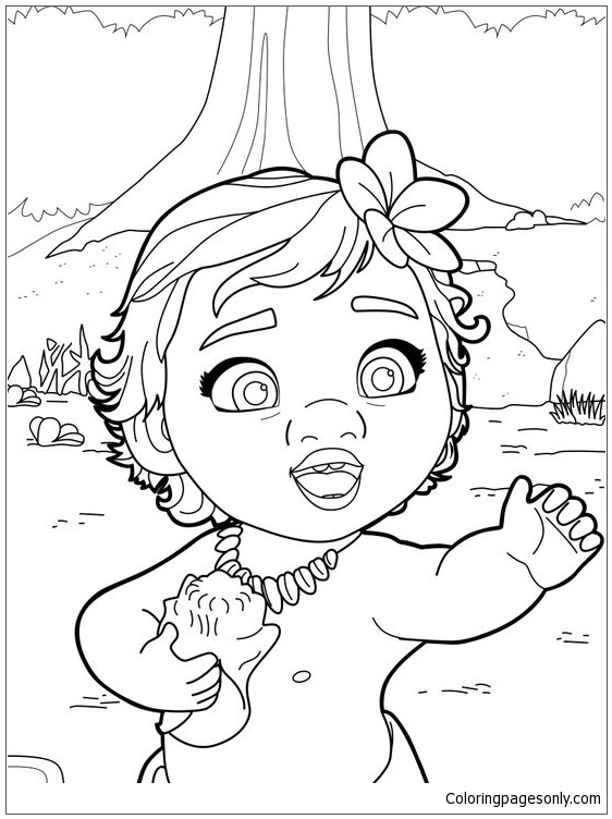 Baby Moana Princess Coloring Page - Free Coloring Pages Online
