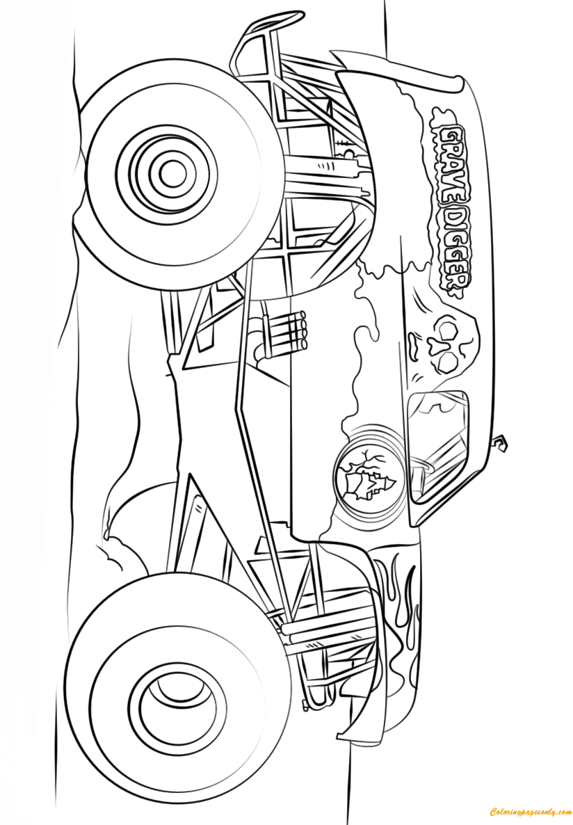 Big Grave Digger Monster Truck Coloring Page Free