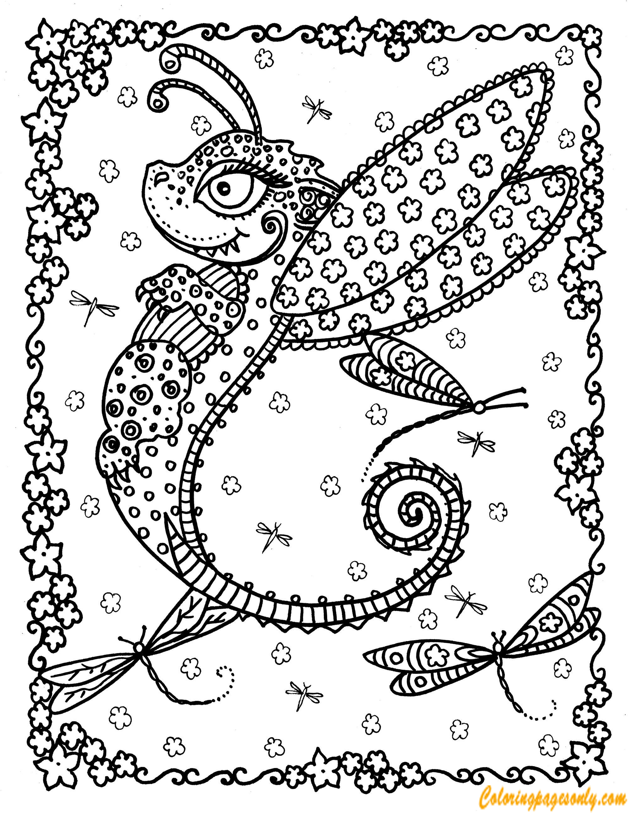 Butterfly Dragon Coloring Page - Free Coloring Pages Online