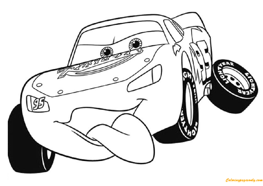 Cars Lightning McQueen Tongue A4 Coloring Page Free Coloring Pages Online