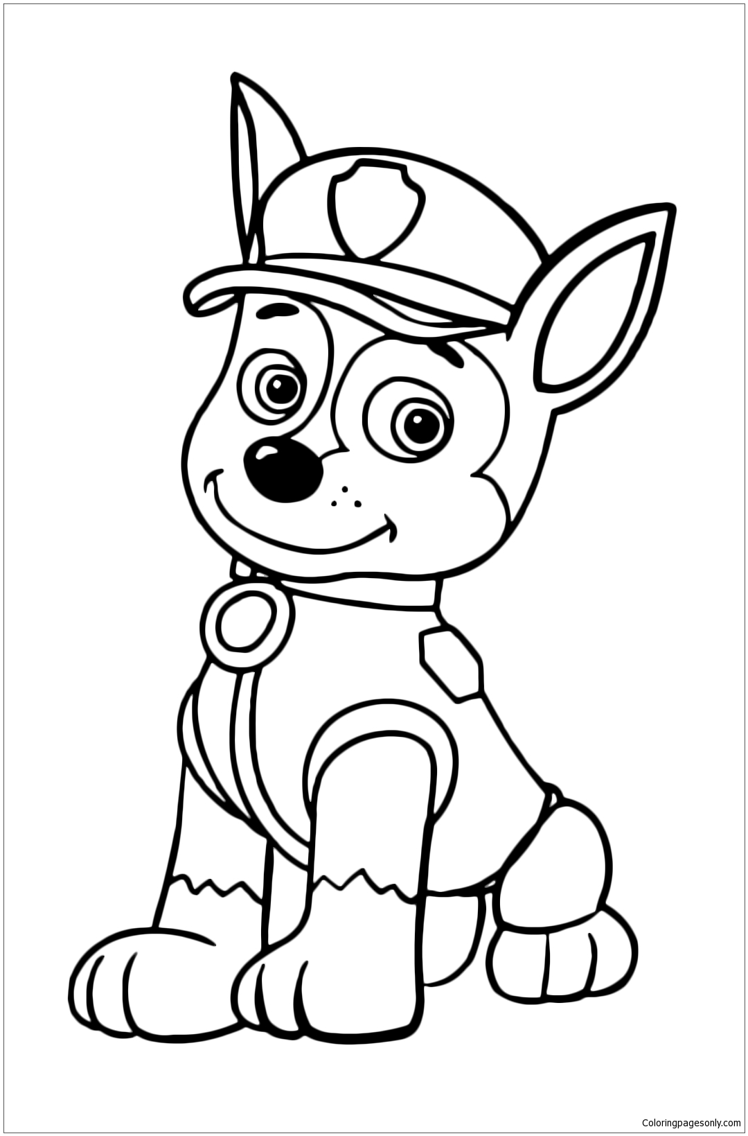 Chase The Police Dog Is Resting Sitting Coloring Page - Free Coloring