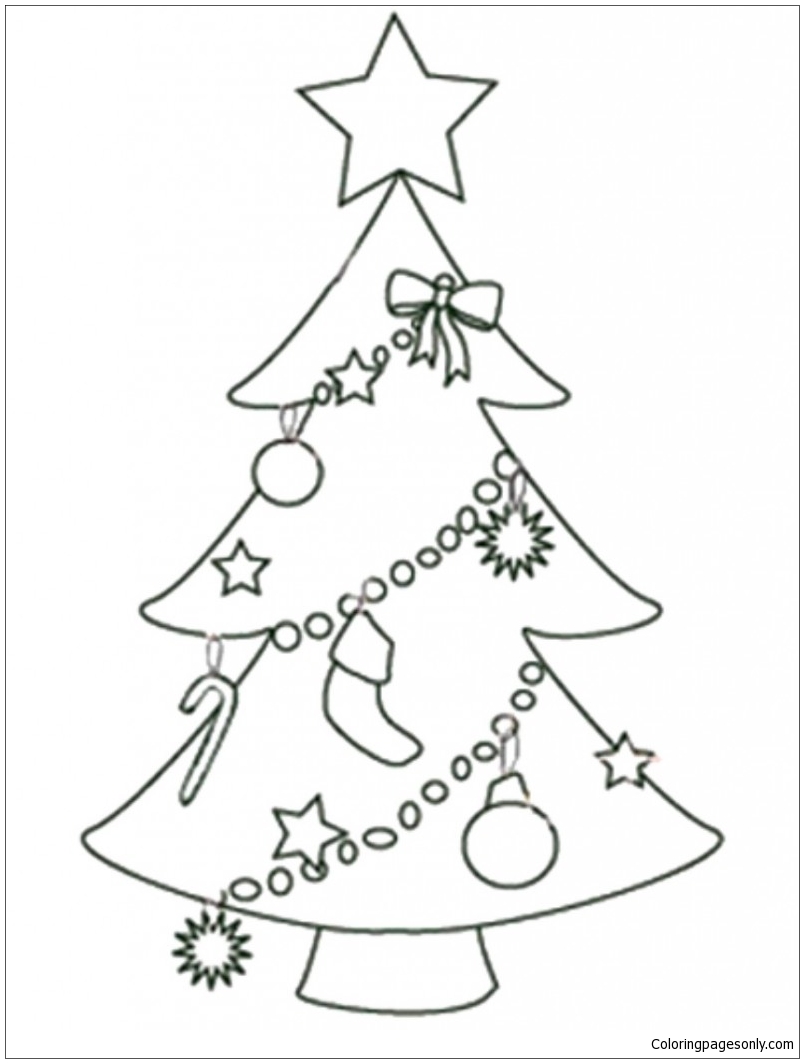 Christmas Tree With Ornaments Coloring Page