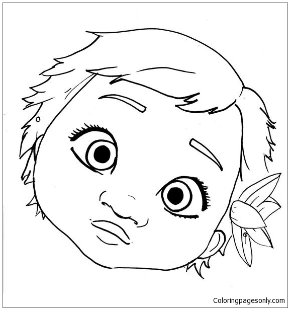 Cute Baby Moana Face Coloring Page - Free Coloring Pages Online