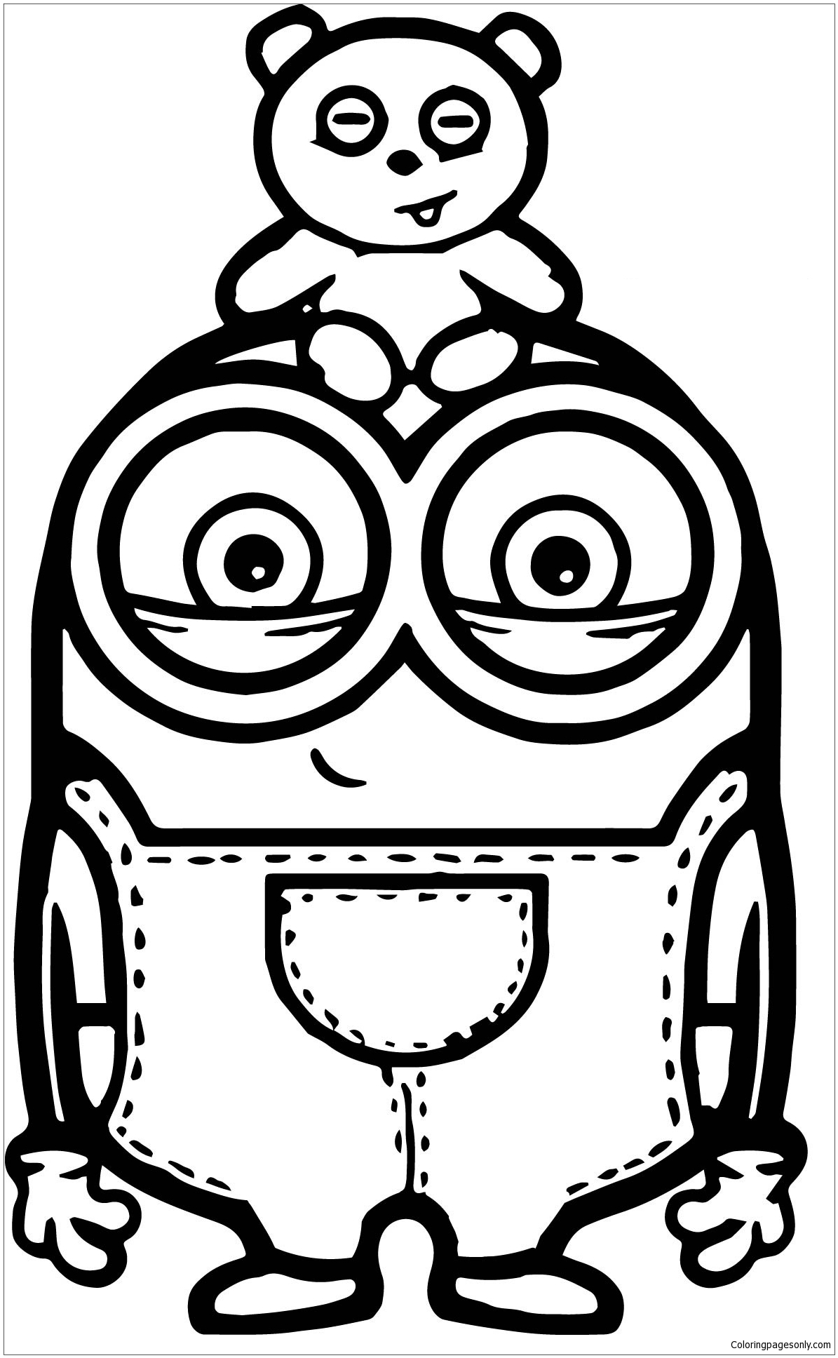 Cute Bob And Bear Minions Coloring Page - Free Coloring Pages Online