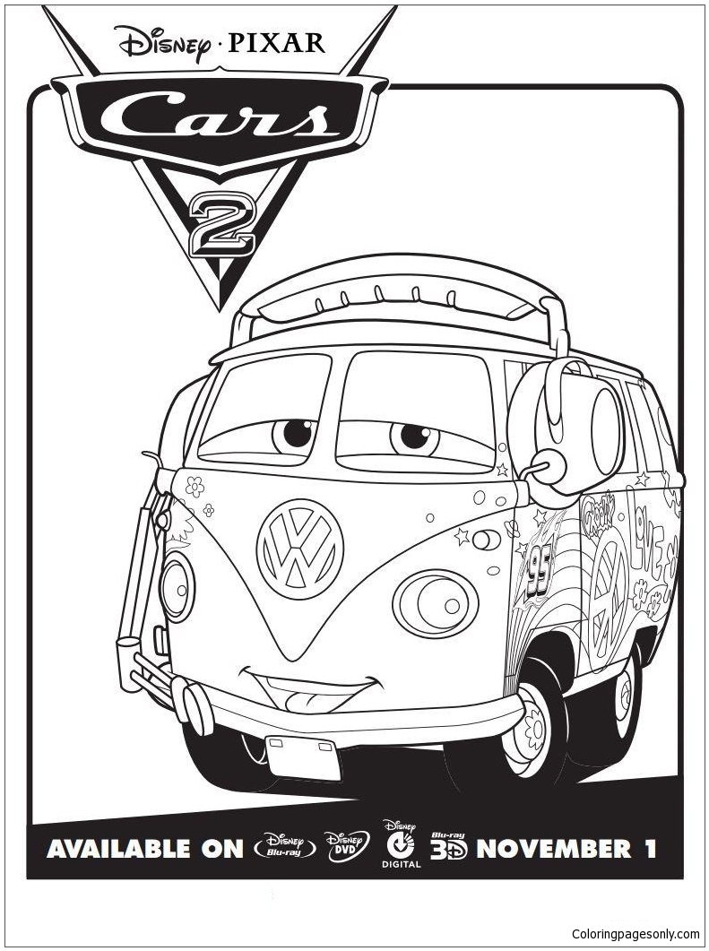 Disney Cars 2 Fillmore Coloring Page