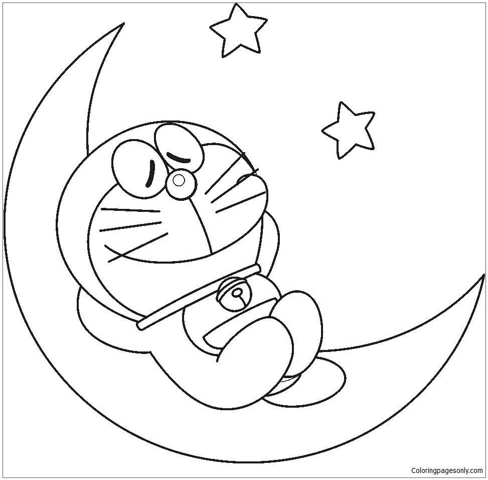 Doraemon On The Moon Coloring Page Free Coloring Pages Online