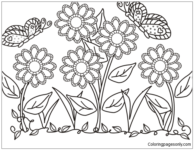 Flower Garden Coloring Page - Free Coloring Pages Online
