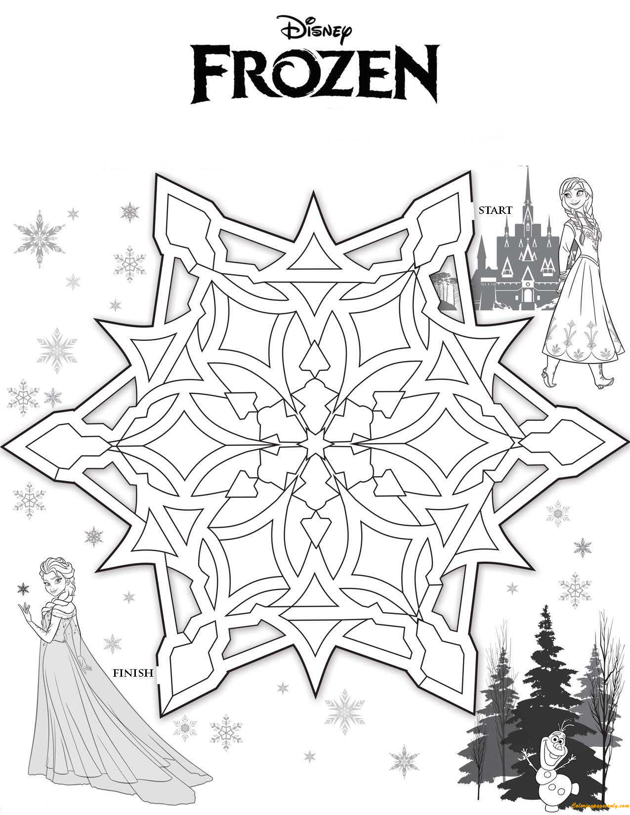 Frozen Playing Games Coloring Page - Free Coloring Pages Online