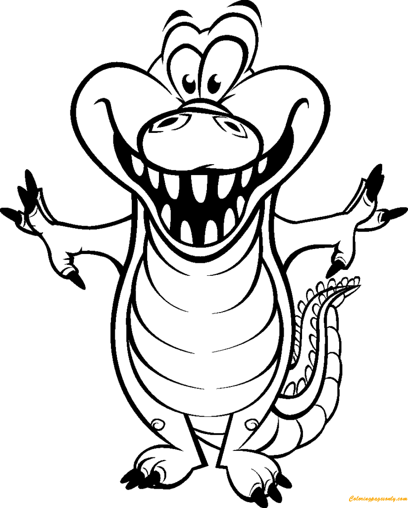Funny Baby Crocodile Coloring Page - Free Coloring Pages Online