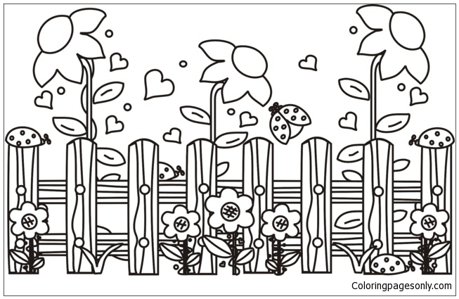 Garden Scene Coloring Page - Free Coloring Pages Online