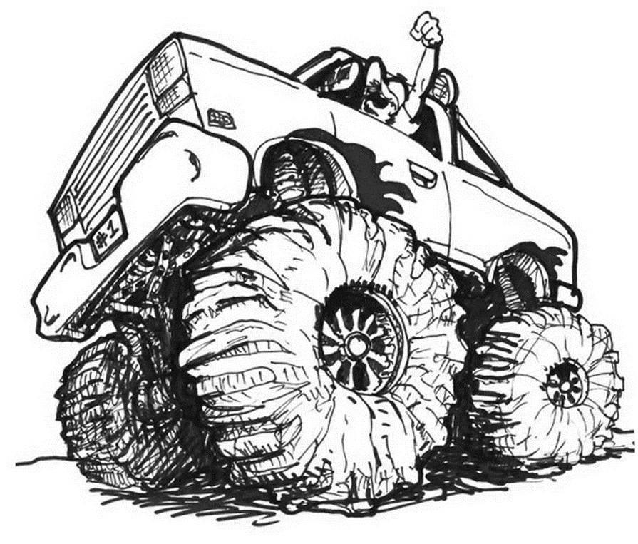 Monster Truck Coloring Pages For Toddlers - Here's a coloring page of