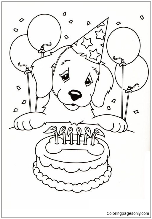 Happy Birthday Puppy Coloring Page - Free Coloring Pages Online