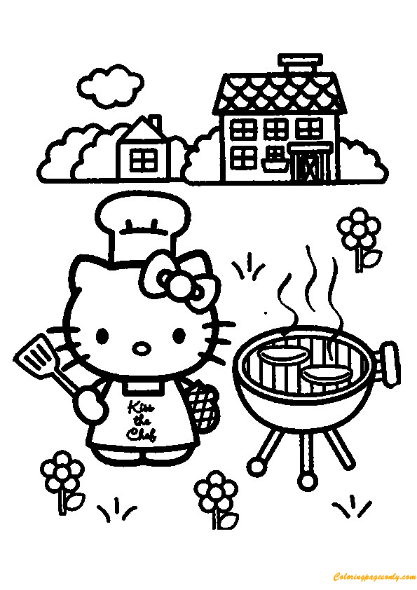 Hello Kitty Cooking Coloring Page - Free Coloring Pages Online