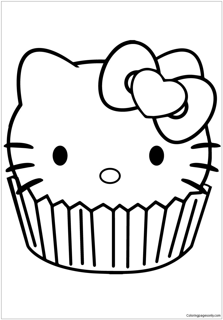 Hello Kitty Cupcake Coloring Page