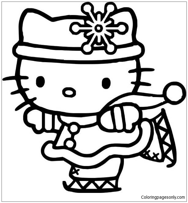 Hello Kitty Ice Skating 1 Coloring Page - Free Coloring Pages Online