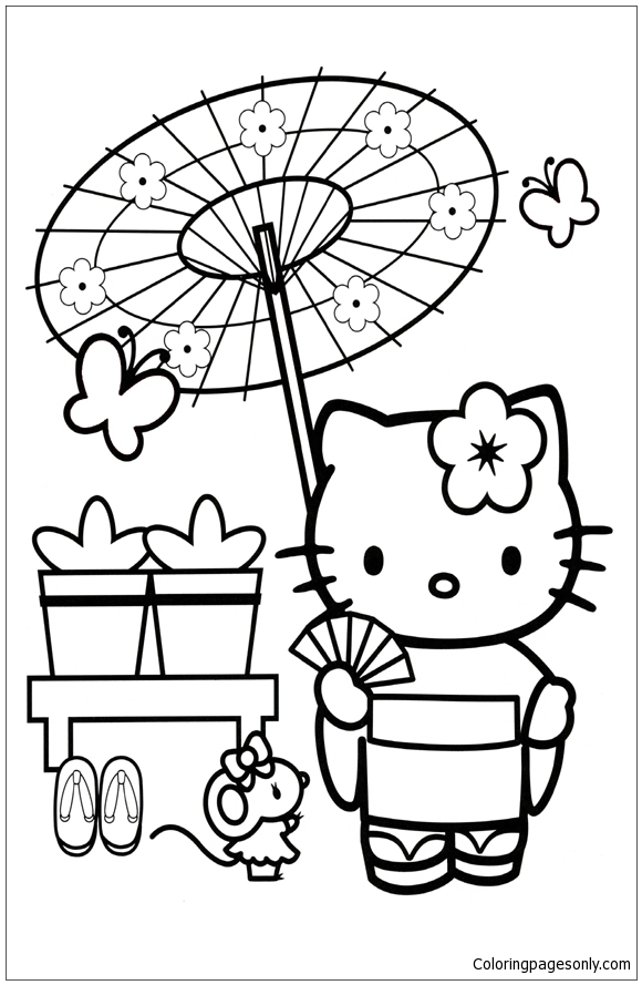 Hello Kitty In Japan Coloring Page - Free Coloring Pages ...