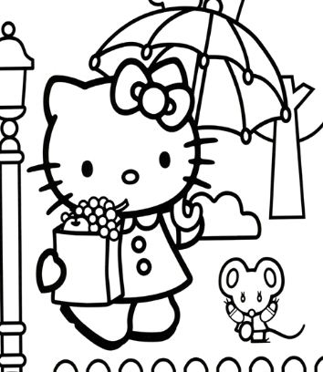 10 Delightful Hello Kitty Rain Coloring Pages for Kids: A Rainbow of Fun