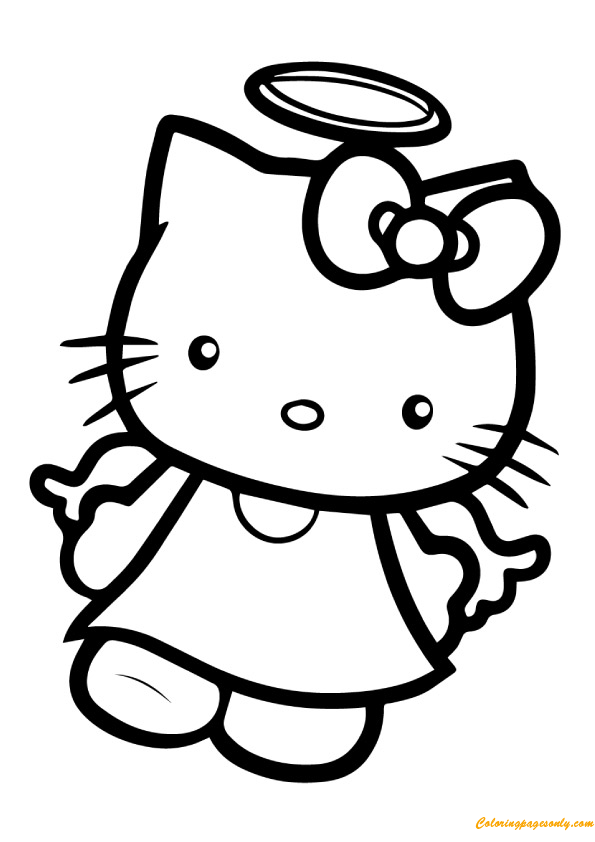 Hello Kitty Lovely As Angel Coloring Page - Free Coloring Pages Online