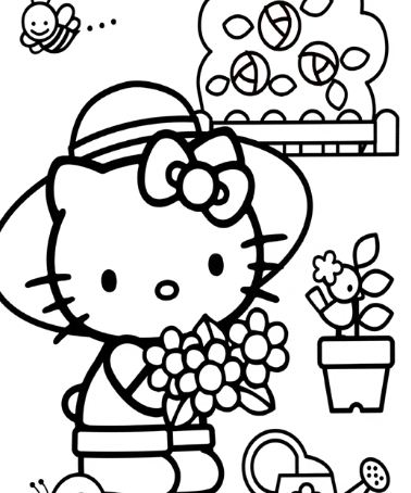 Kitty Rockstar Coloring Games Picking Flowers Pages