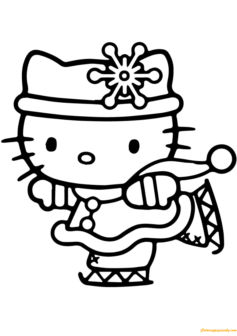 Hello Kitty Skating Coloring Page