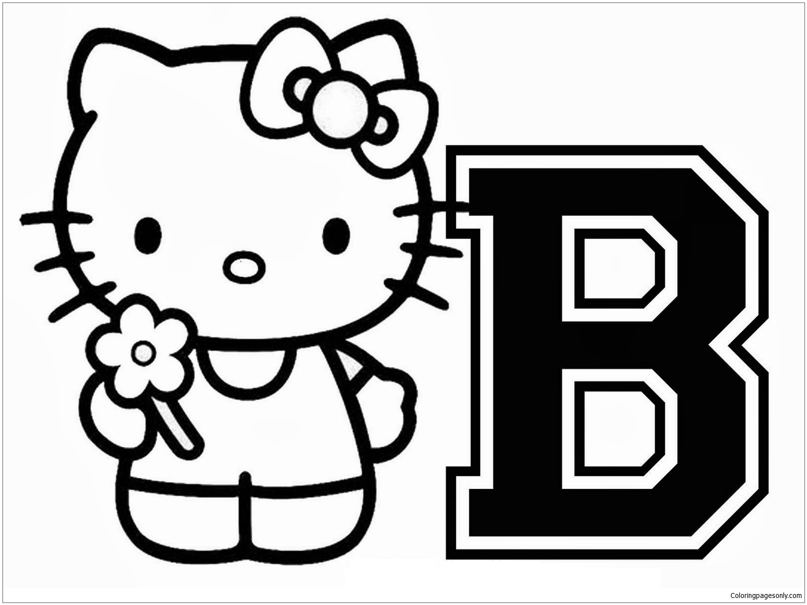 Hello Kitty With The Alphabet B Coloring Page - Free Coloring Pages Online