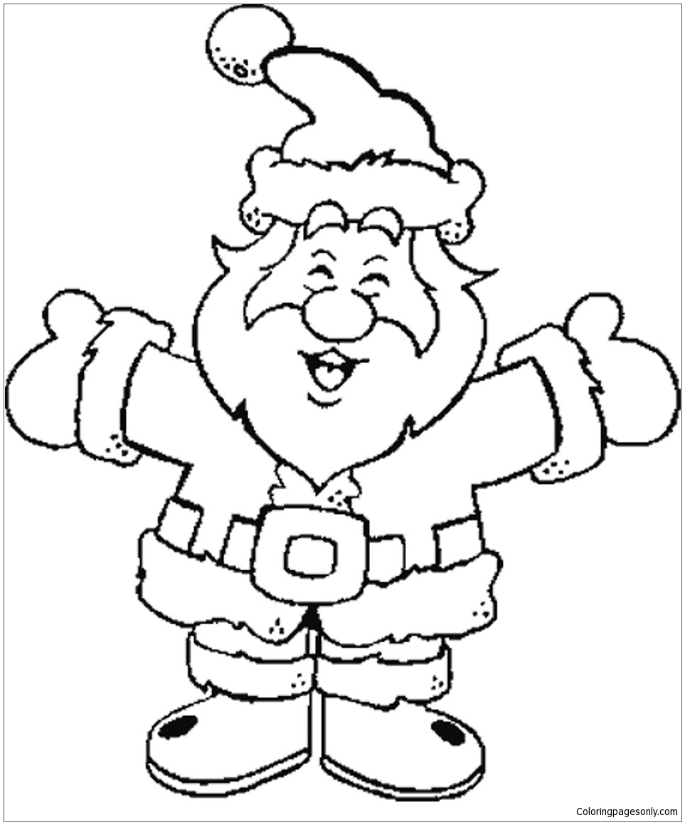 Laughing For Happiness Santa Claus Coloring Page