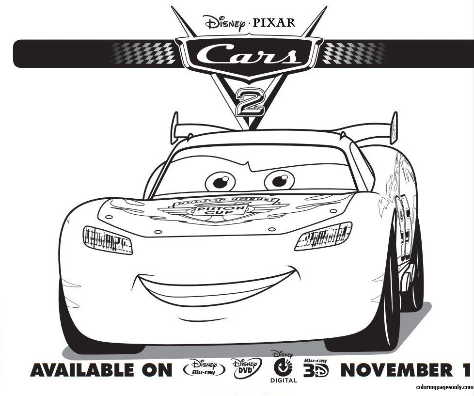 Lightning Mcqueen Cars 2 Coloring Page - Free Coloring Pages Online