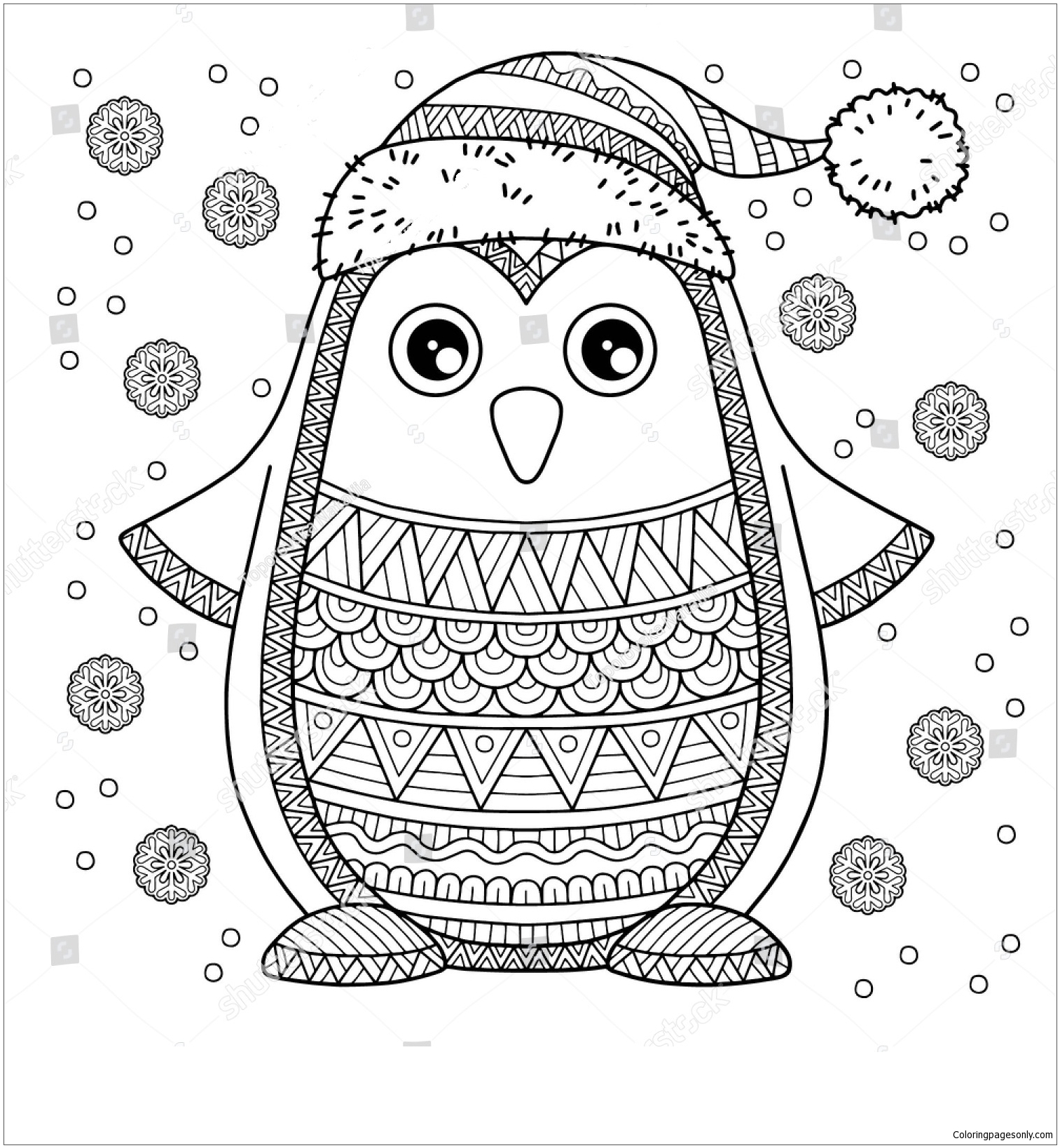 merry christmas jolly penguin coloring page  free