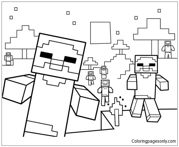 Minecraft Party Coloring Page - Free Coloring Pages Online
