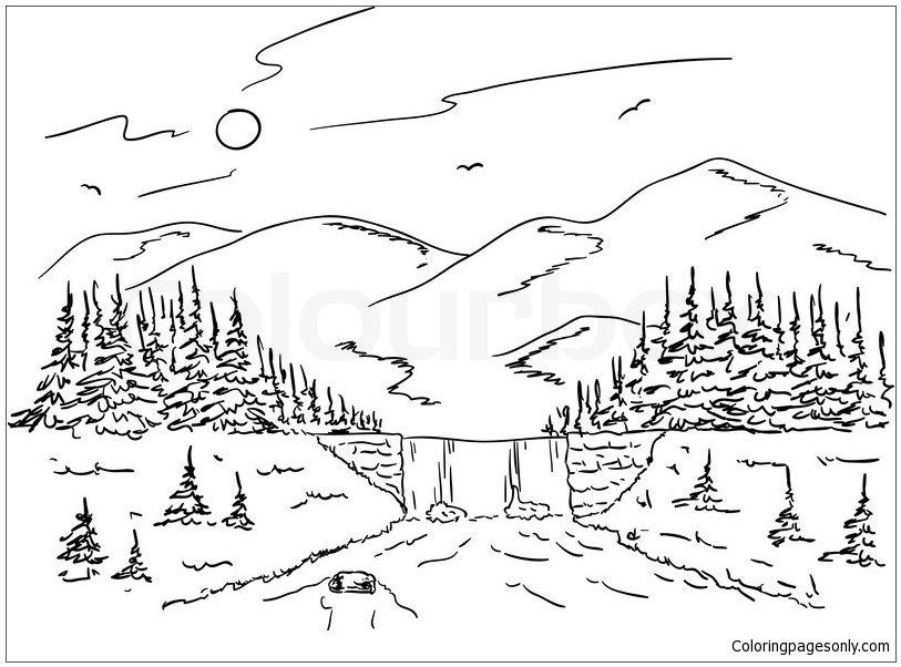 Coloring Pages Landscapes Waterfalls Coloring Pages