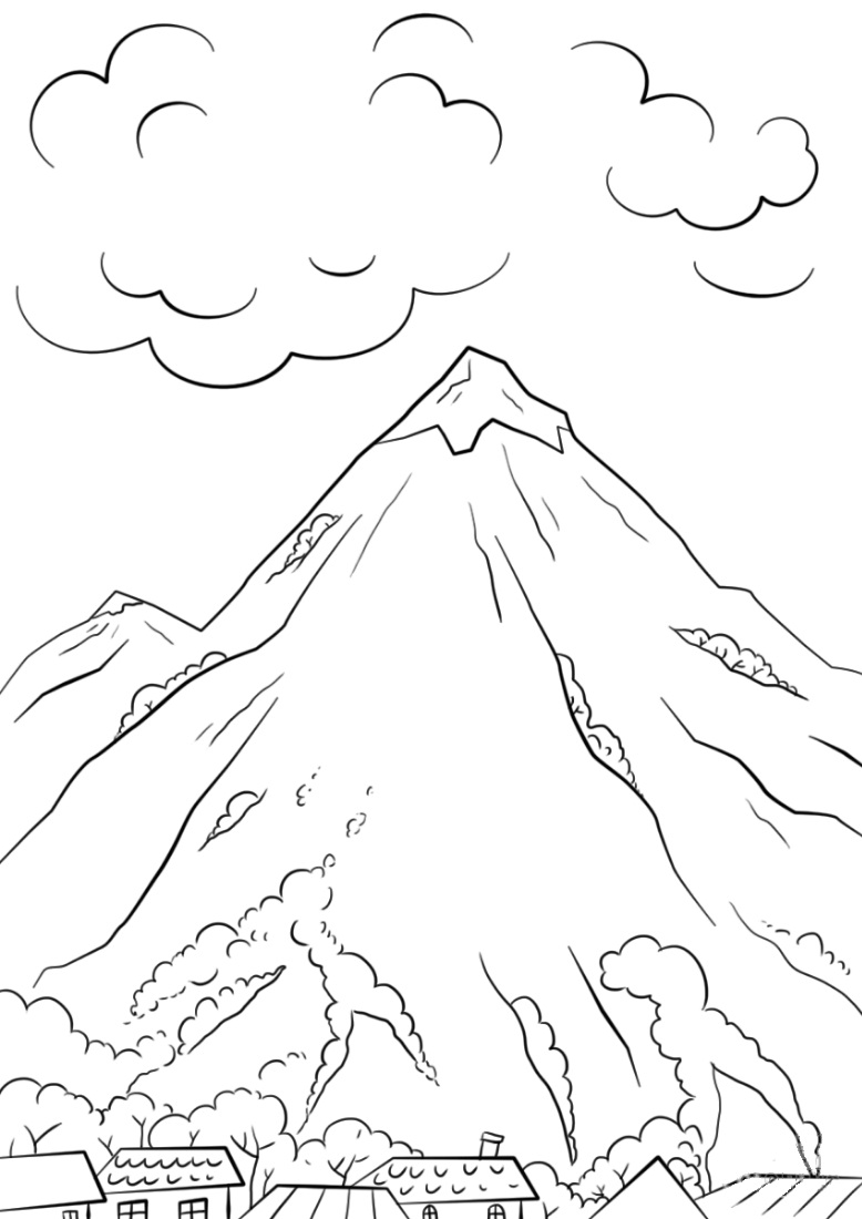 Mountain Scene Coloring Page - Free Coloring Pages Online