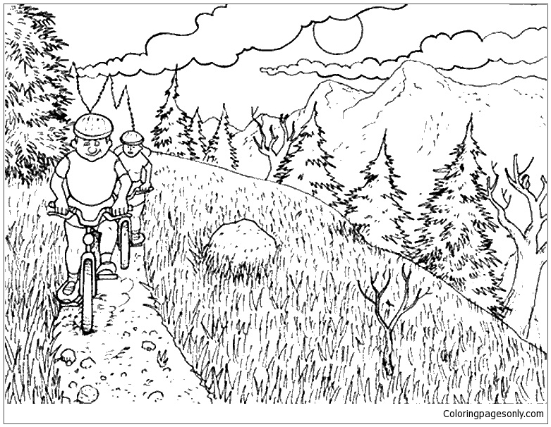 Nature Mountain Bike Coloring Page - Free Coloring Pages Online