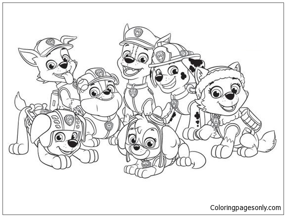 Paw Patrol Characters Coloring Page Free Coloring Pages