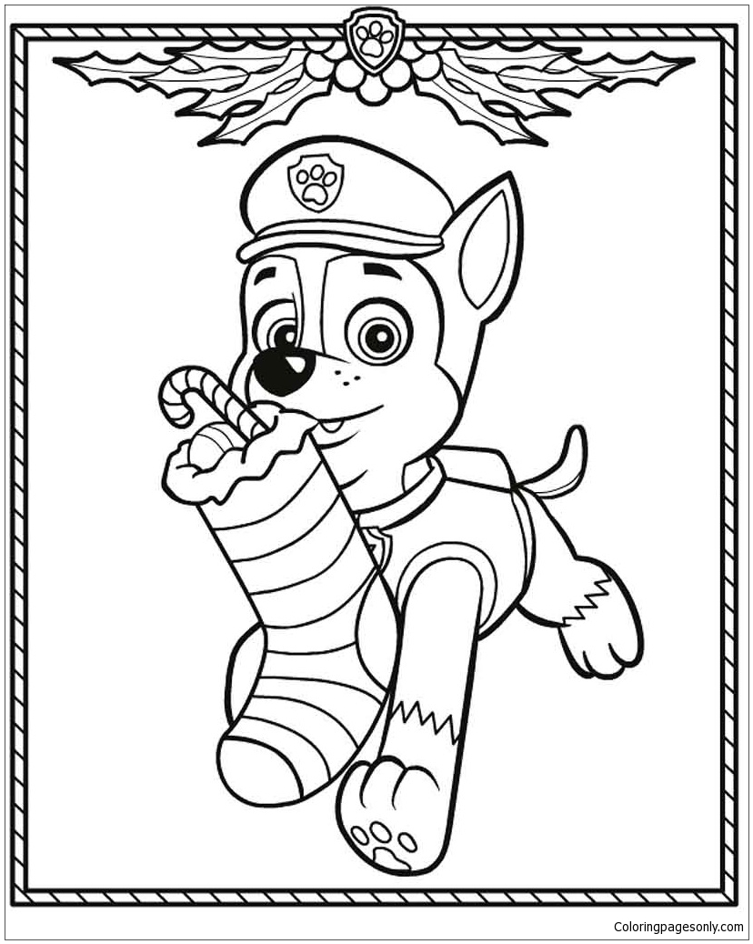 Paw Patrol Christmas Coloring Page Free Coloring Pages Online