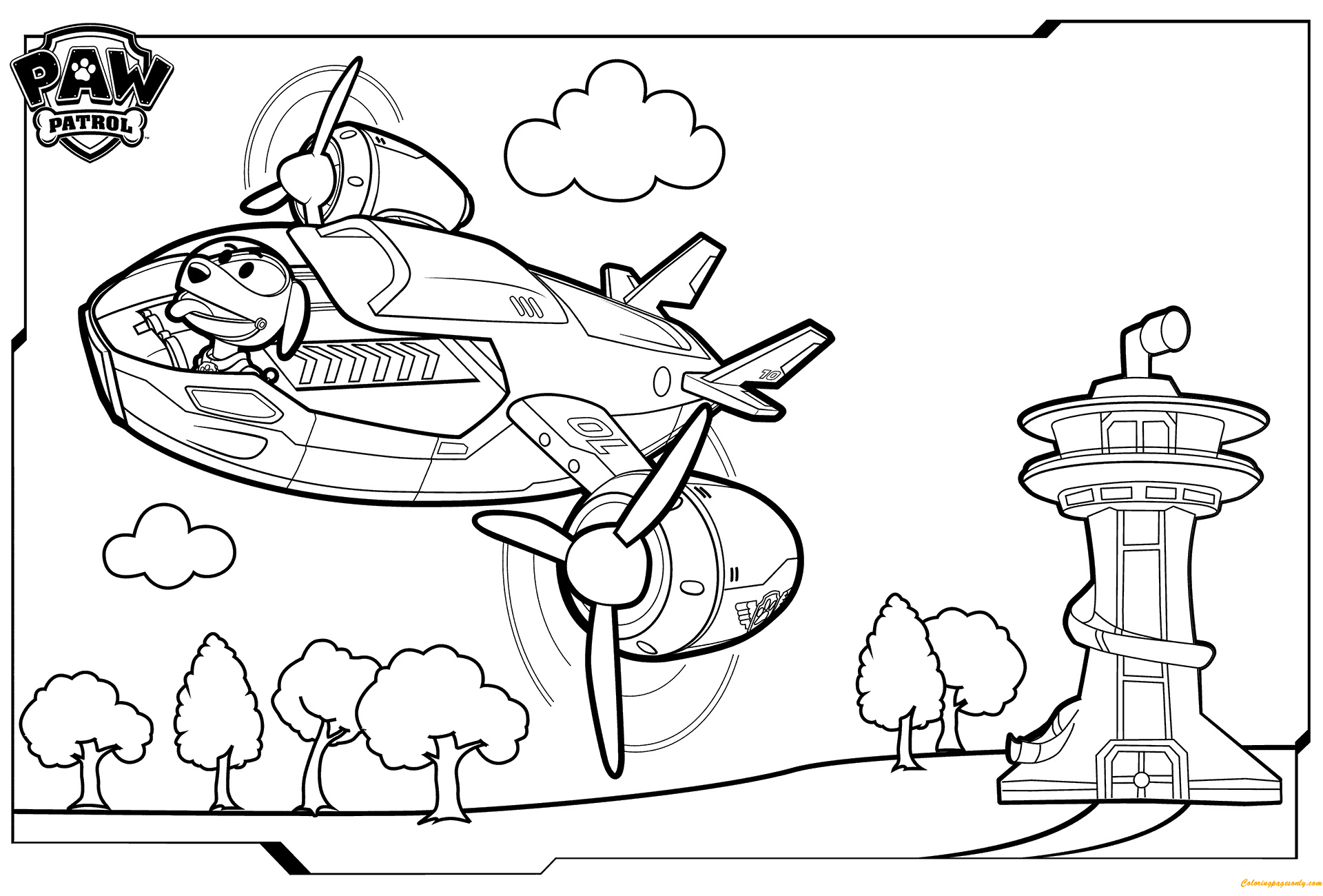 Paw Patrol Flying Coloring Page