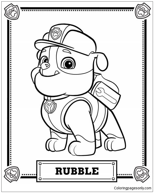 Paw Patrol Rubble Printable Coloring Page - Free Coloring Pages Online