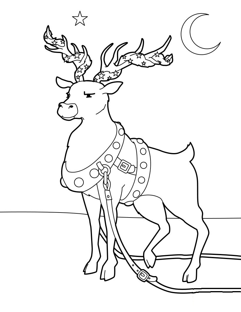 Reindeer Adorned For Christmas Coloring Page - Free Coloring Pages Online