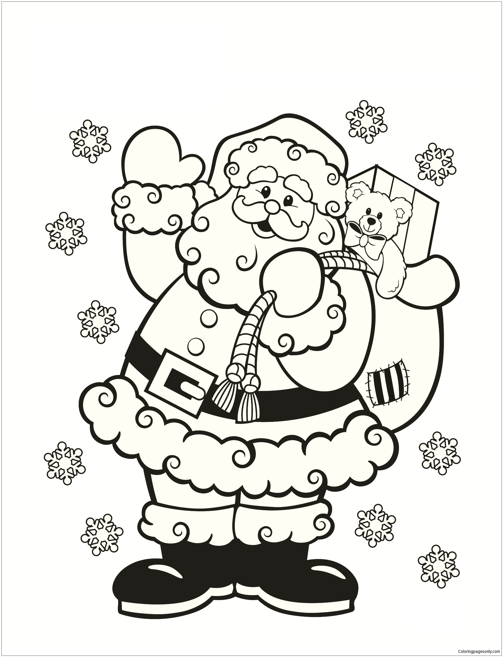 Santa Free Printable Christmas Coloring Pages