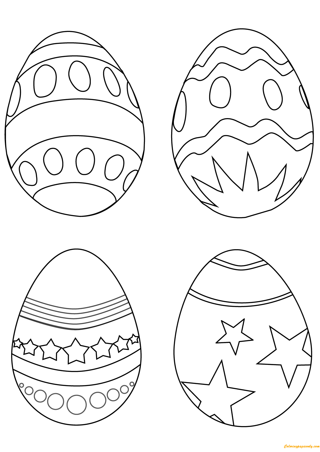 Simple Easter Eggs Coloring Page - Free Coloring Pages Online