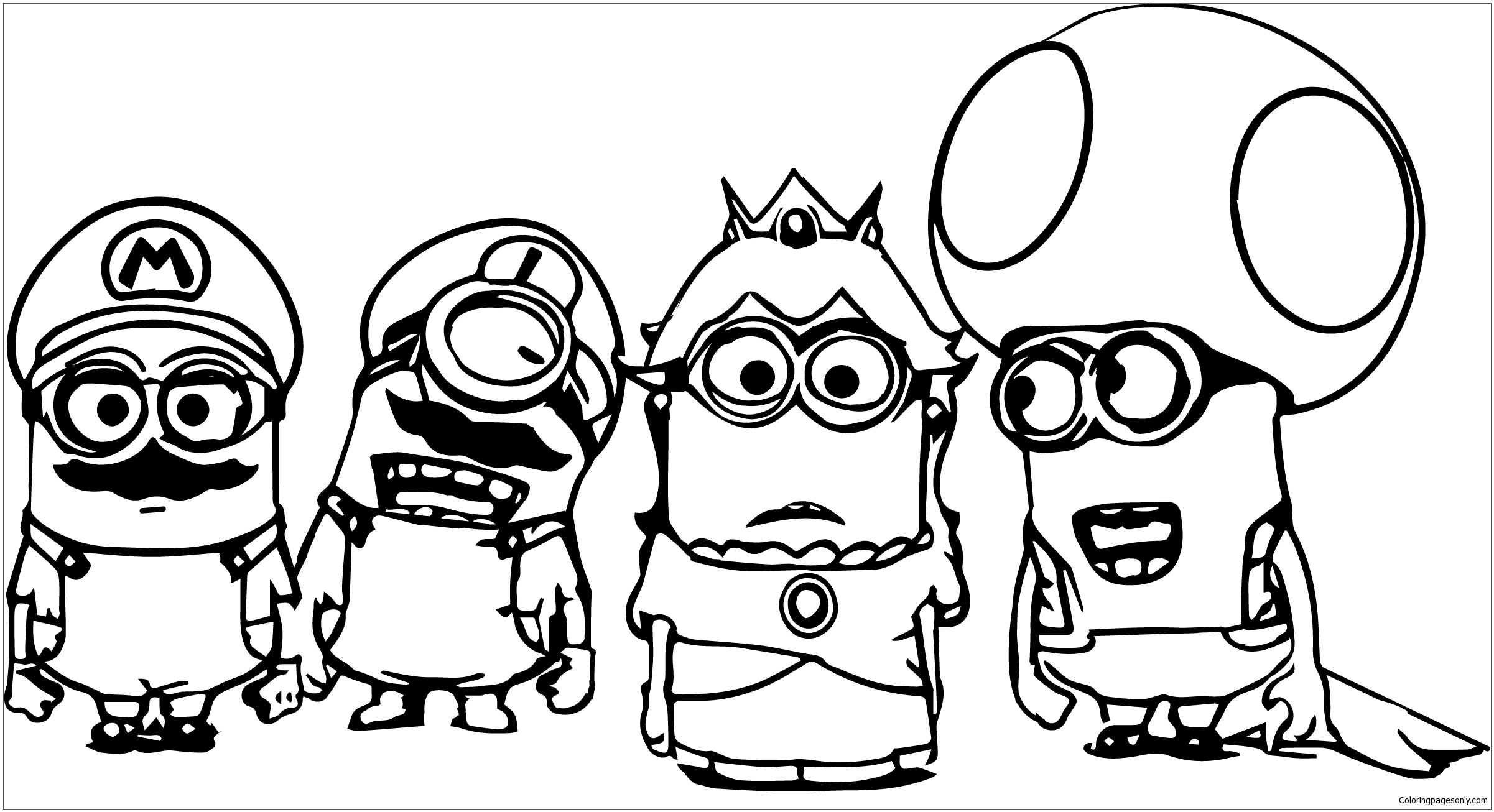 Super Mario Minions Coloring Page - Free Coloring Pages Online