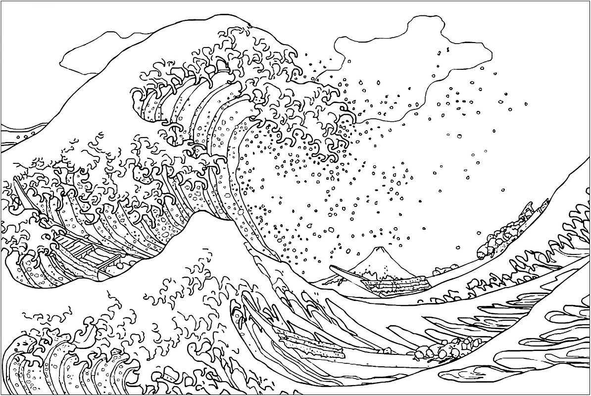 Tsunami Drawing Ocean Waves Wave Coloring Pages Para Colorear Sketch
