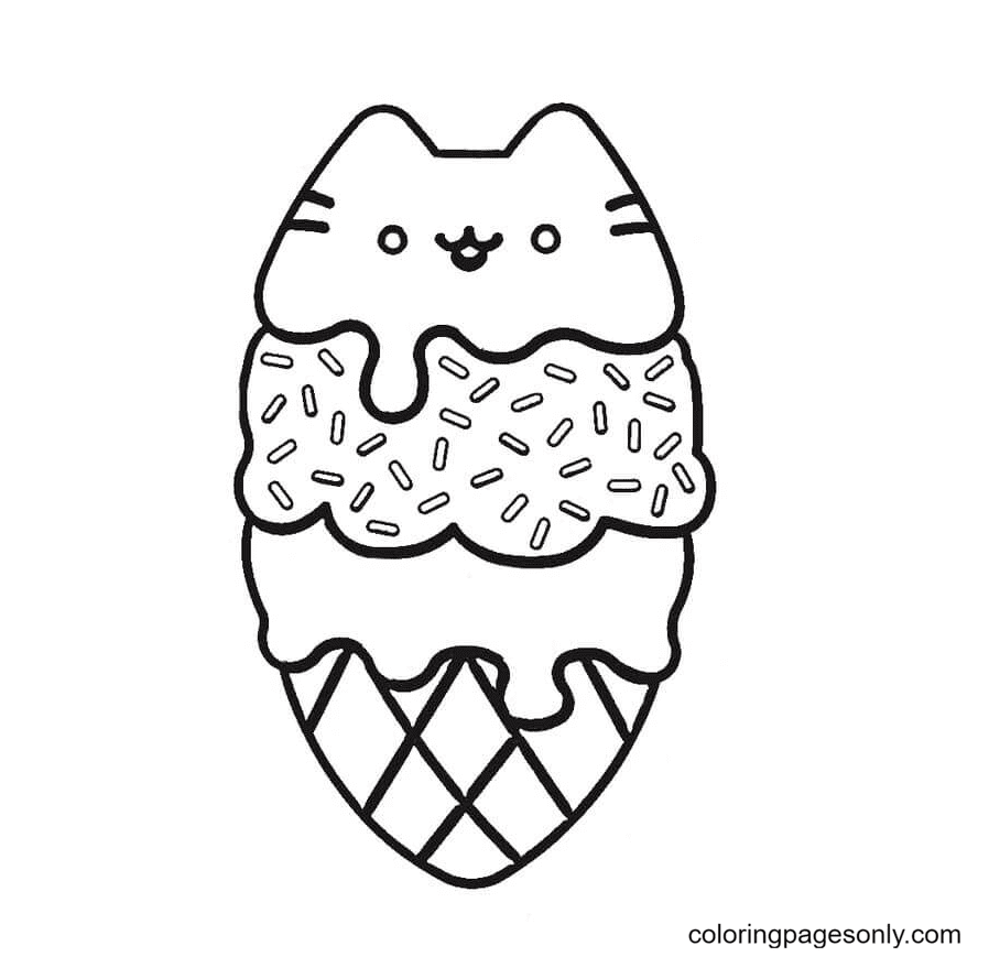 Pusheen Coloring Pages Pusheen Cat With Ice Cream Xcolorings The Best