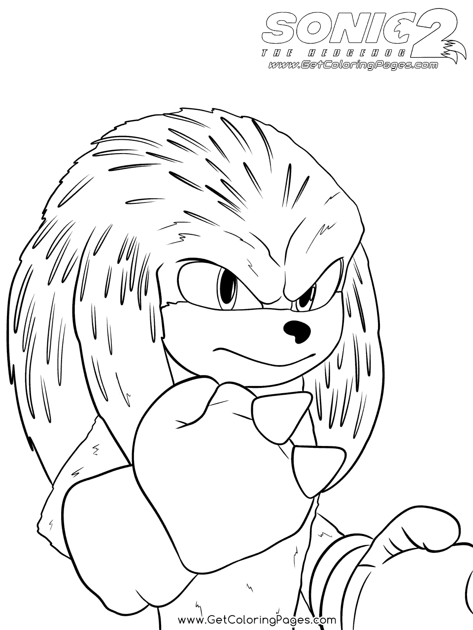 Sonic Knuckles From Sonic The Hedgehog 2 Coloring Page Free Printable