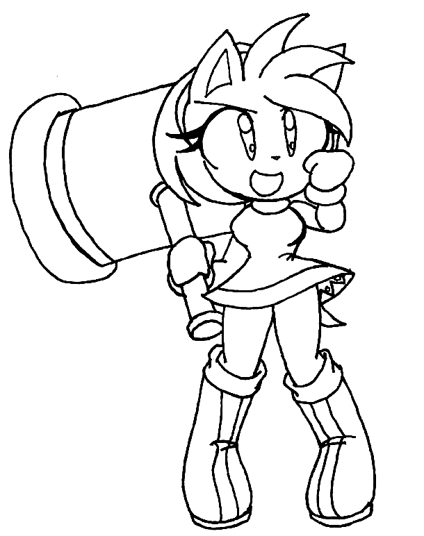 Amy Rose Holding Hammer Coloring Pages Amy Rose Coloring Pages