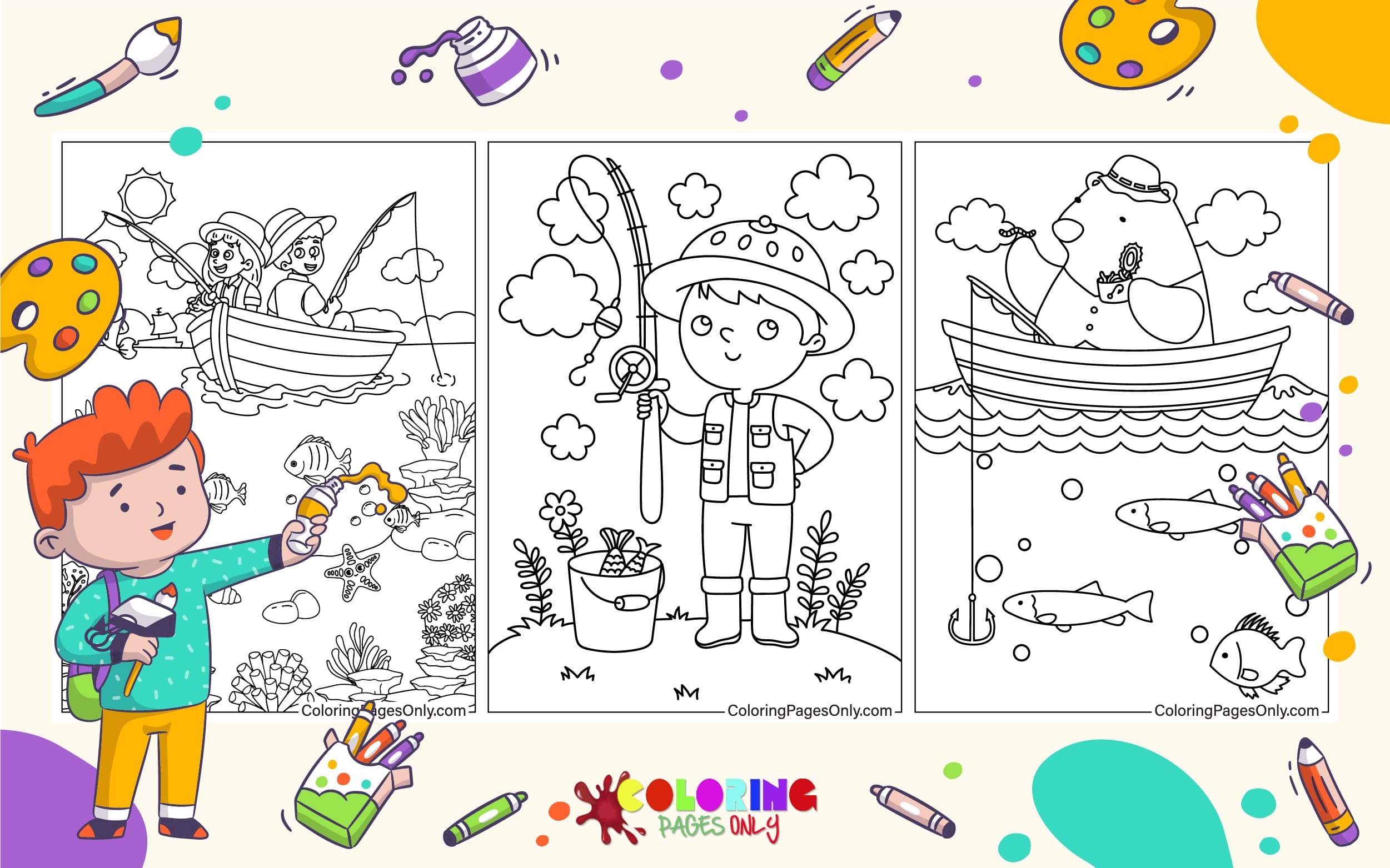 Desenhos De Pescaria Para Colorir E Imprimir